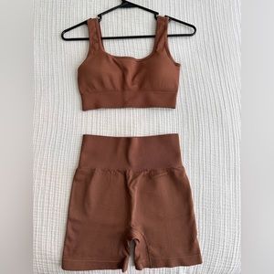 2 piece brown workout set  | small